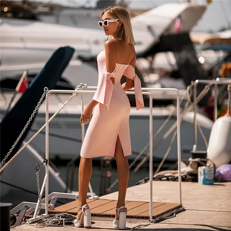Пикантные Slash шеи Bodycon Вечерние платье сезон: весна–лето мода, с открытой спиной, элегантное женское платье черный, Красный платья Vestidos