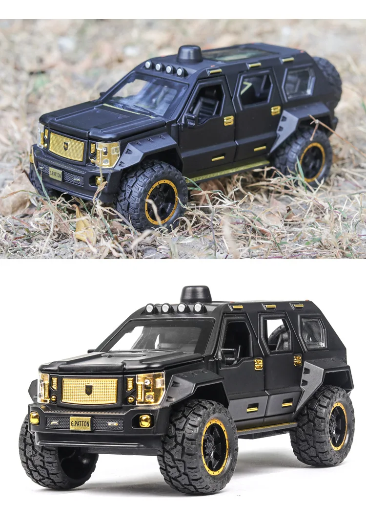 1:24 Diecast Metal Car Models High Simulation G-PATTON Vehicle Toy Car With Light Music 6 Doors Can Be Opened Gifts For Children