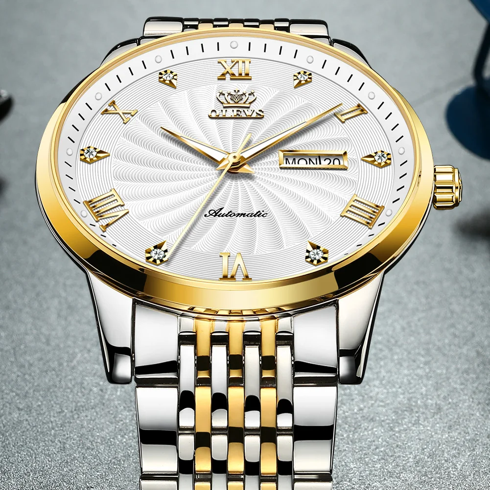 men mechanical wristwatches luxury brand automatic watch menStainless Steel Waterproof Business watch Relogio Masculino 6630 2