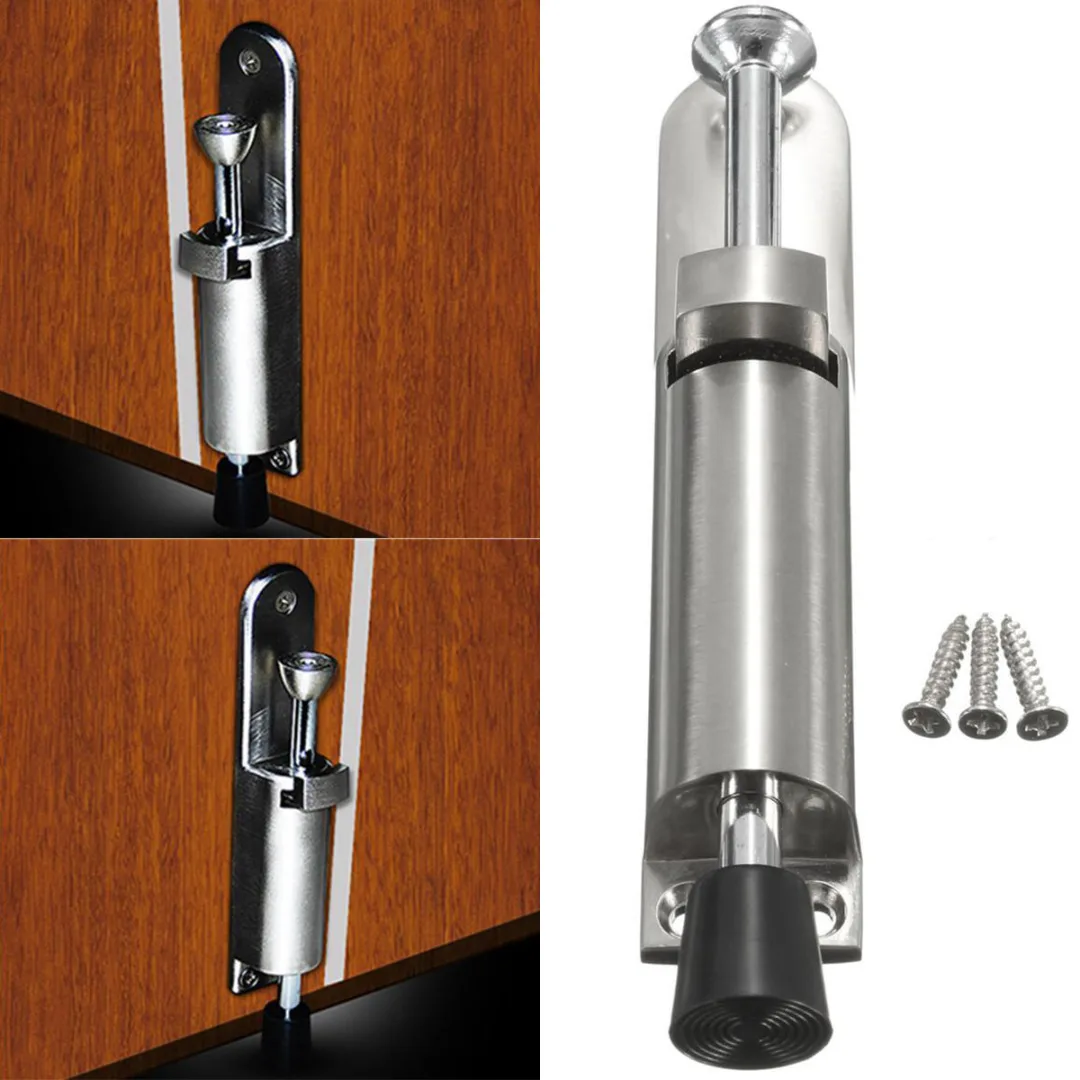 Luxury Stainless Steel Telescopic Door Stopper Silver Spring Loaded Step-On Door Holder Door Stops Mayitr