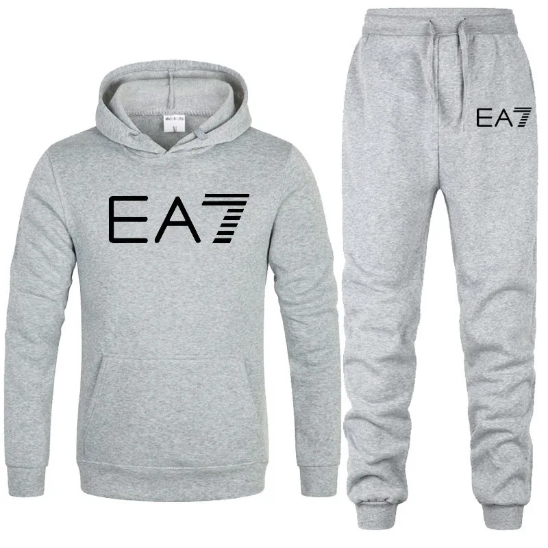 

fashion brand Men's Set Fleece Hoodie Pant Thick Warm Tracksuit Sportswear Hooded Track Suits Male Sweatsuit Tracksuit