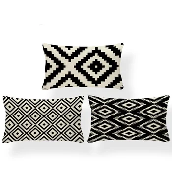 

Geometry Cushion Covers Zigzag Pillow Nordic Style Hotel For Kids Checkered Pillowslip Covers 30X50 Burlap Sublimation Material