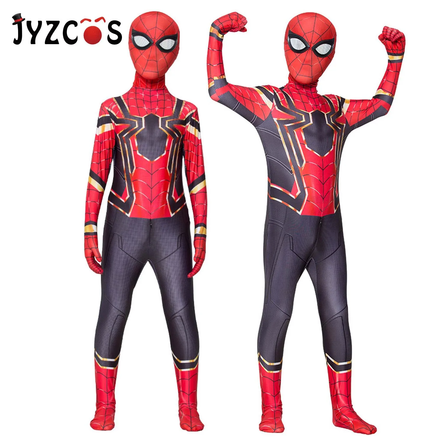 

JYZCOS Halloween Cosplay Spider Man Suit Red Revenge Alliance 3 Iron Spiderman Costume Tights Jumpsuits for Adult Kids Children