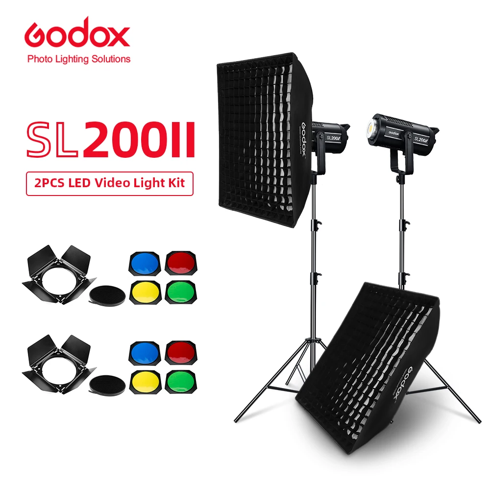 Godox Sl-200w Sl200ii 2x 200w Studio Led Continuous Photo Video Light ...
