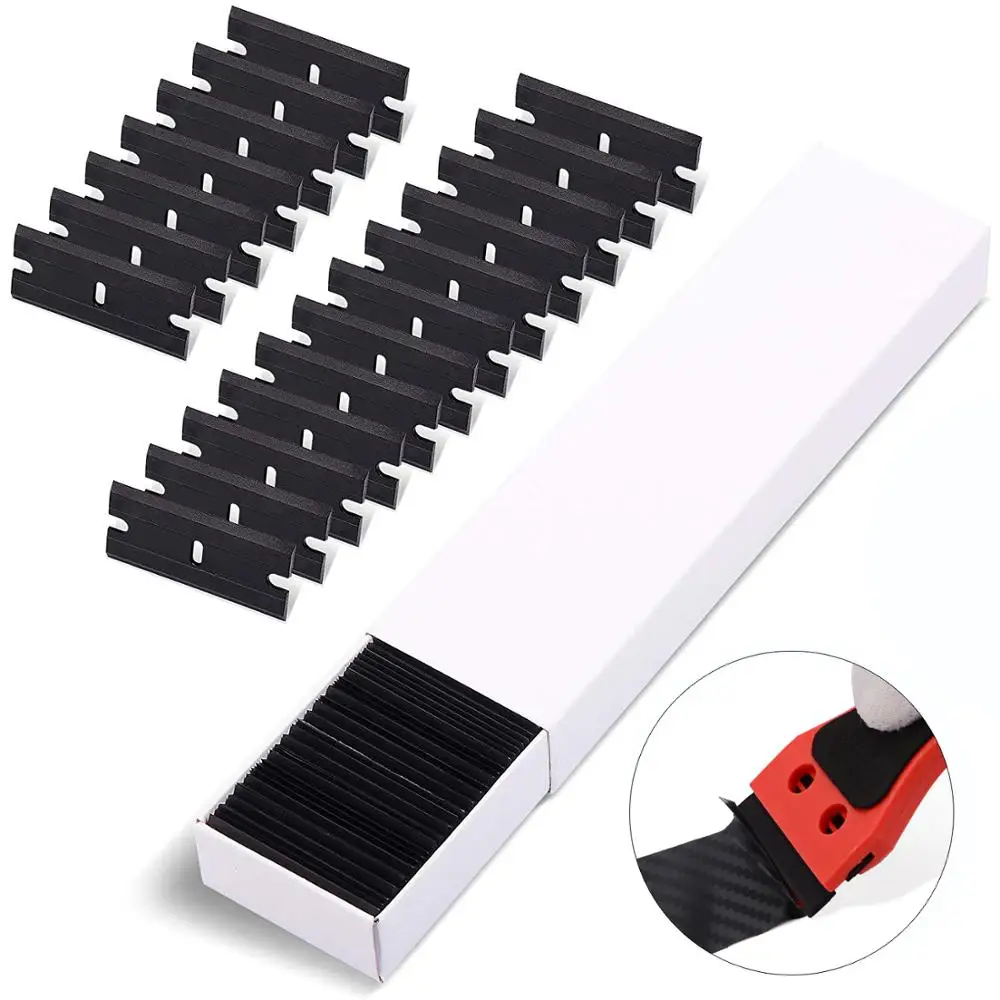 

EHDIS Double-side Razor Scraper Plastic Blade for Car Vinyl Wrap Film Squeegee Window Tint Glue Water Sticker Remover Clean Tool
