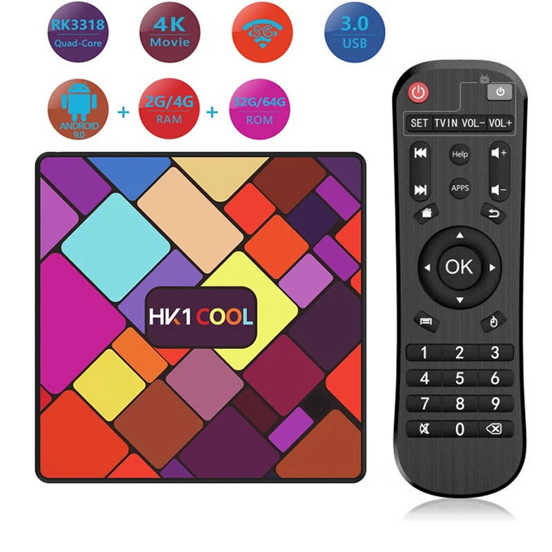 HK1 Cool RK3318 Smart TV Box Android 9.0 4G 64G Media player 4K Google Voice Assistant WiFi Support IPTV Media Player HK1 Cool RK3318 Smart TV Box Android 9.0 4G 64G Media player 4K Google Voice Assistant WiFi Support IPTV Media Player