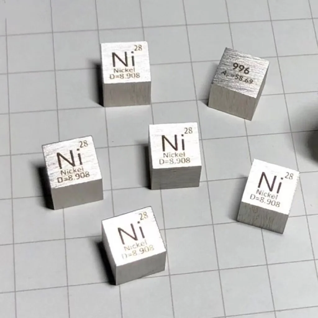 

5pc 99.95% High Purity Nickel Ni 8.95g Carved Element Periodic Table 10mm Cube