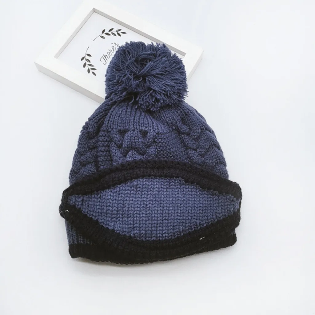 3 шт малыш детская шапочка шапка Девочки Мальчики Набор зима теплый осень мода вязаная шапка Помпон шапка+ шарф+ маска шапка детская