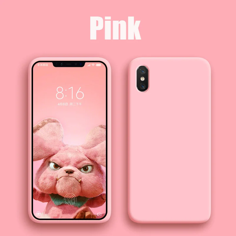 Жидкий сплошной цвет ТПУ чехол для Xiaomi mi note 10 a3 mi 9t 9 lite 8 se a2 a1 5x 6x на redmi note 8 pro 7 и 8 лет redmi 7a 8a 7 8 чехол - Цвет: Pink