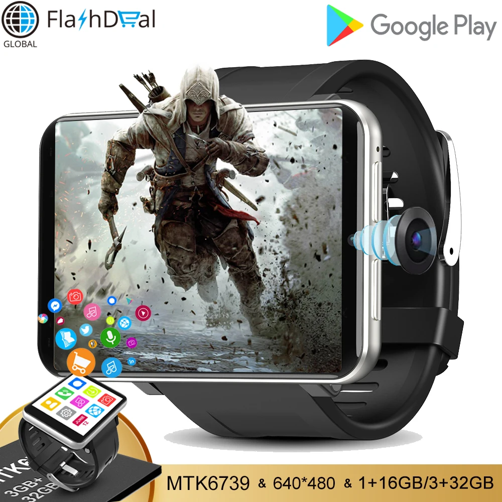 DM100 4G Smart Watch Phone Andriod 7.1 3GB 32GB 2.86Inch 5MP Camera 480*640 Resolution GPS WiFI 2700mAh Smartwatch Men