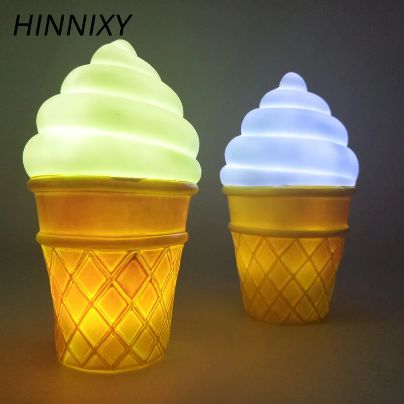 Hinnixy 3D светодиодный игрушечный светильник для мороженого, красочный детский прикроватный светильник для спальни, домашний аварийный силиконовый ночной Светильник