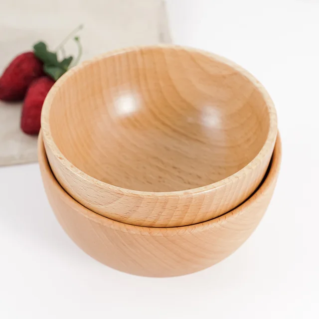 Szilárd Fa Saláta Tál Leves Étkező Rizs Ételek Tálak Tároló Otthoni Szállodai Iskola Étteremhez - Image 3