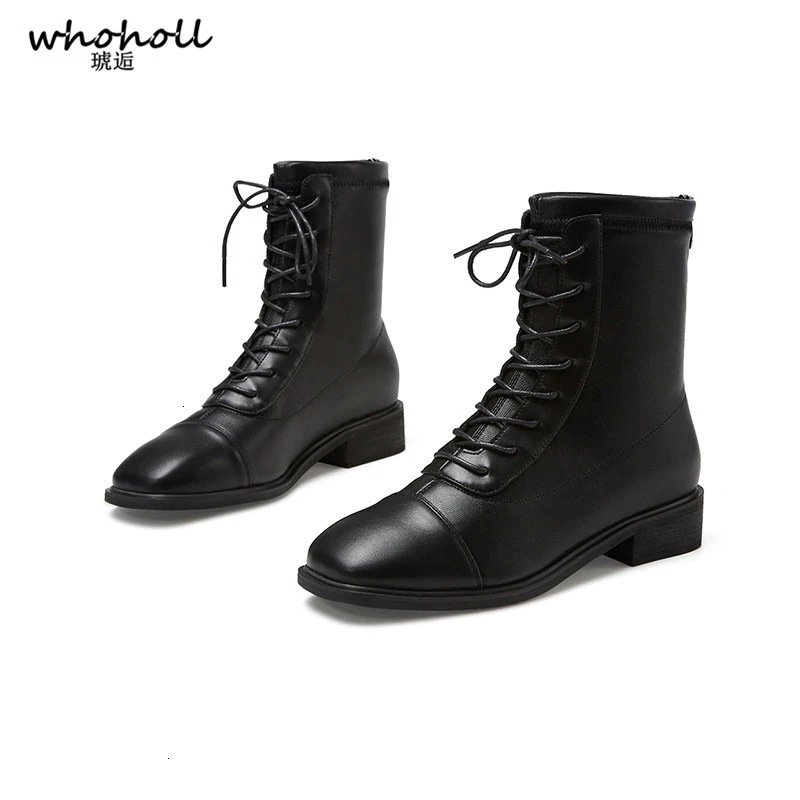 

Women's Boots Winter New Warm English Style Martin Boot Women Middle Heel Casual Women's Shoes Black Cool