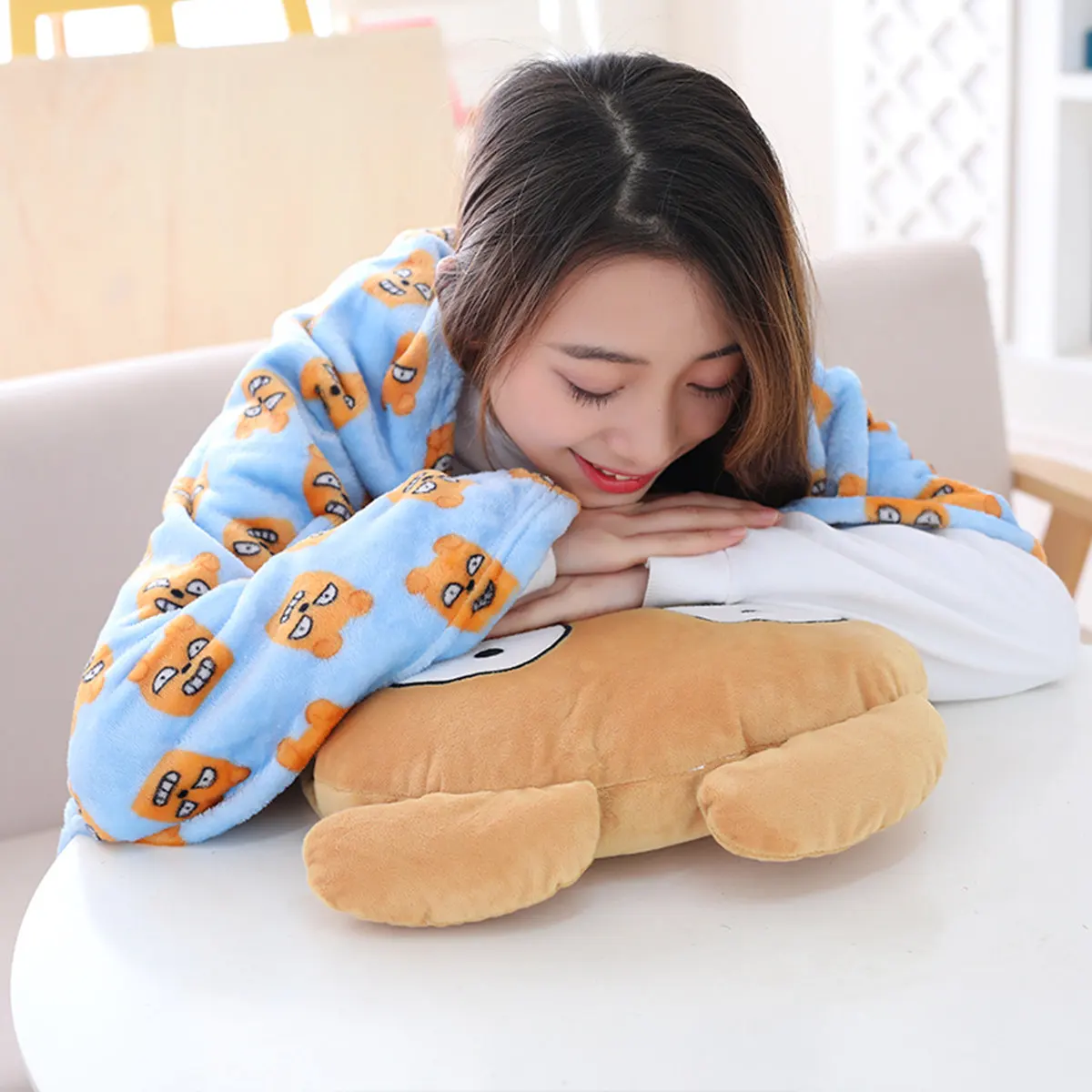 

Cartoon Dog Pillow Blanket Dual Purpose Multi-functional Hand Warmer Car Cushion Dog Three-in-One Airable Blanket