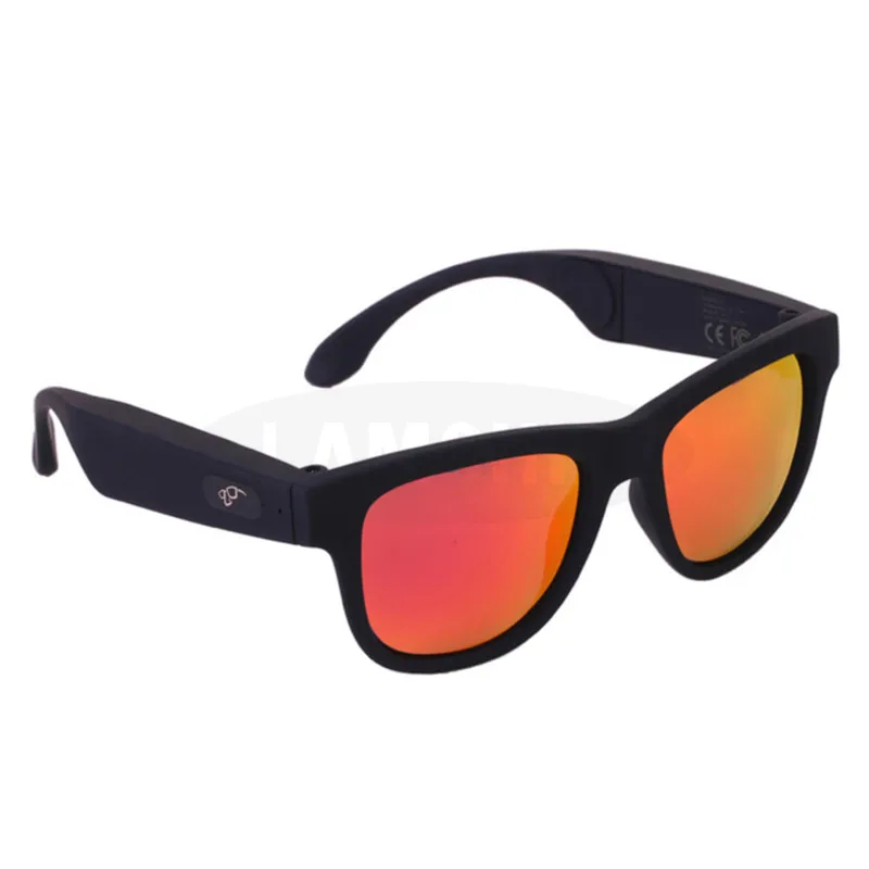 Black frame red len Модные солнцезащитные очки с Bluetooth наушники с костной проводимостью умные Беспроводные спортивные стерео музыкальные наушники - Цвет: Black frame red len