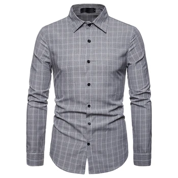 

2020 Plaid Shirts Men Long Sleeve Autumn High Quanlity Shirt Formal Business Social Slim Fit Male Blouse Top Men's Clothes