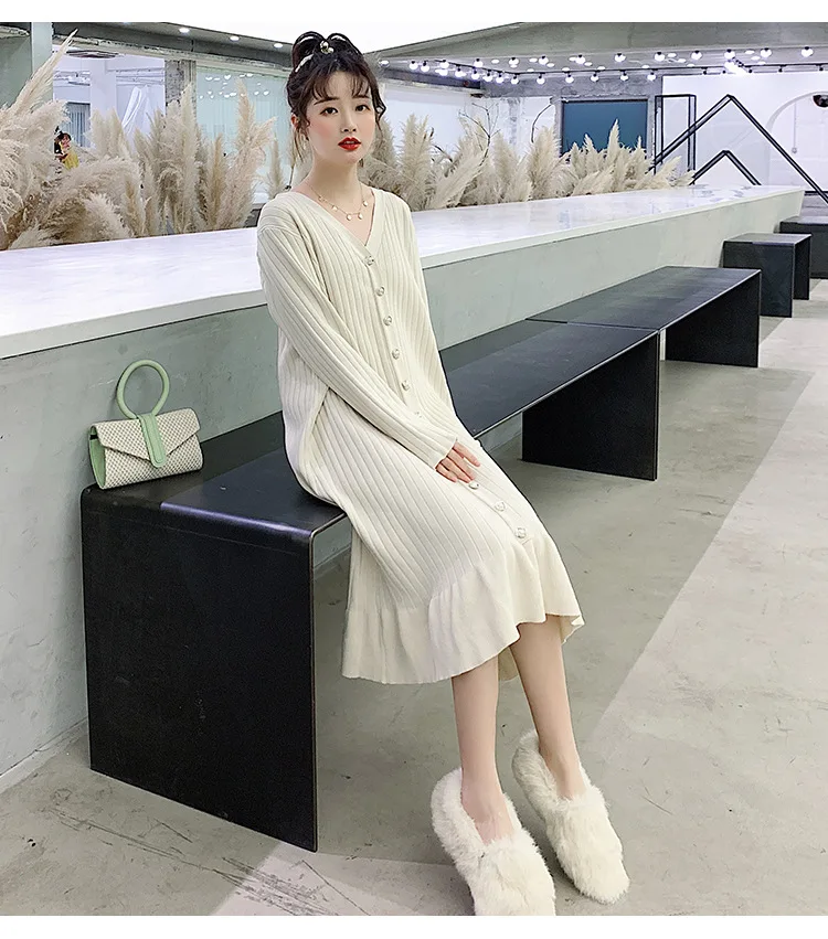 2020 Fashion Maternity Dress Loose spring autumn winter Skirt Pregnancy Clothes For Knit Pregnant Women Sweater (32)