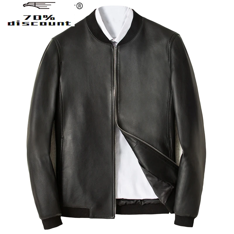 

2020 Spring Autumn Genuine Leather Jacket Men 200% Sheepskin Coat Short Bomber Jacket Chaqueta Cuero Hombre KJ3299