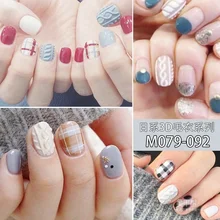 14 шт. 3D дизайн зимний свитер серия наклейки для ногтей наборы Красочные Полные Советы Обертывания для воды наклейки для женщин дизайн ногтей Декор