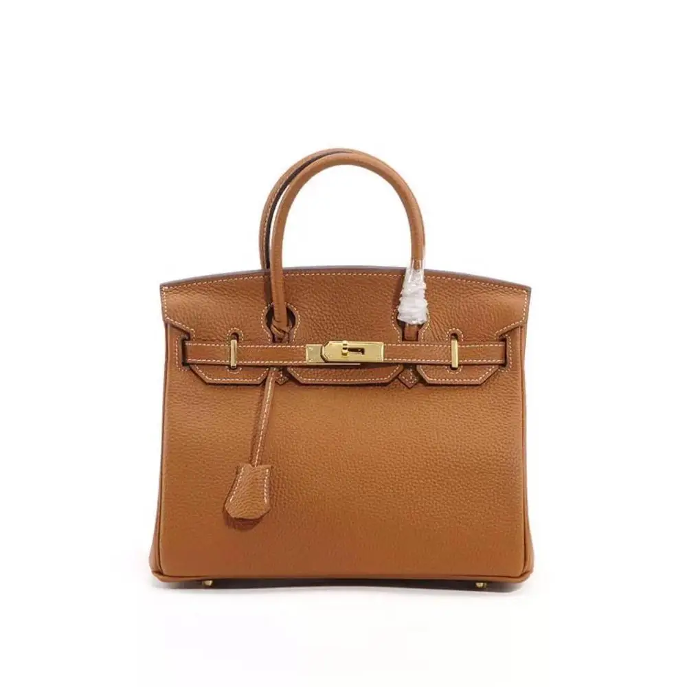 30cm dark yellow Женские сумки из натуральной кожи, роскошные дизайнерские женские сумки с замком, Большая вместительная сумка через плечо, высококачественные сумки через плечо с заклепками - Цвет: 30cm dark yellow