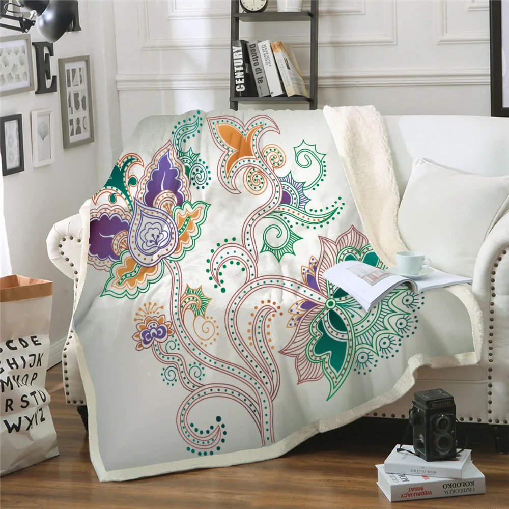 

Explosive Blanket Airable Cover Thick Double Layer Plush 3D Digital Printing Blanket Datura Flowers Series