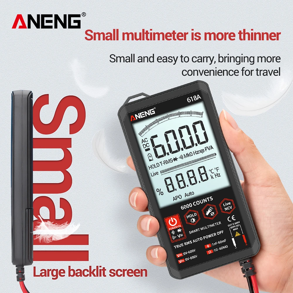 ANENG 618A Цифровой мультиметр 6000 граф DC/AC тестер напряжения измеритель тока