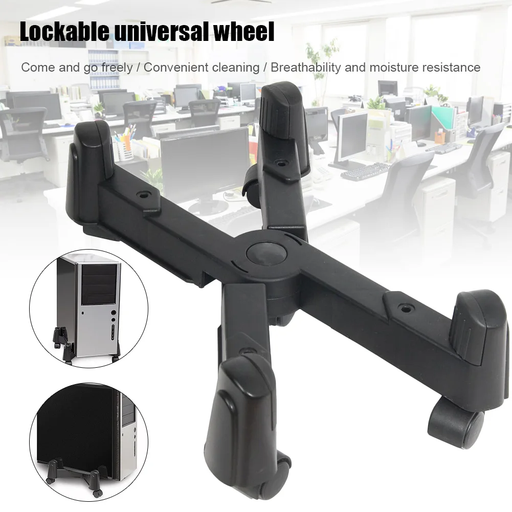 Computer Case Bracket Adjustable Size 5 Lock Wheels Anti-slip Anti-static Stand PUO88