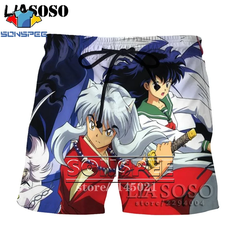 Розовый SONSPEE, 3D принт, аниме, Inuyasha, мужские, женские, дышащие, пляжные шорты, летние, для фитнеса, штаны, повседневный стиль, качественная спортивная одежда, D06 - Цвет: Розовый