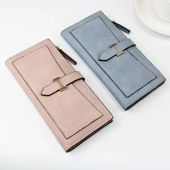 

Women's Wallet Long Stylish Ultra-thin Buckle Multi-card Bit Bag Zippered Mobile Phone Bag Check Clip
