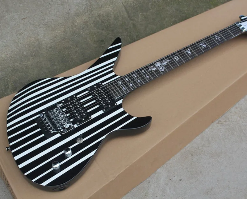 

6-String Electric Guitar,24 Frets,Black Color,Bat Abalone Fret Marks Inlay,24 Frets,2 Ope Pickups and can be Custom
