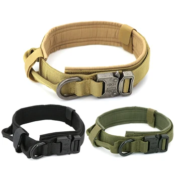 

Tactical Dog Collar Adjustable Metal Buckle Dog Collars With Handle Training Control Dogs Small For Large Pet Cat Collar Dog