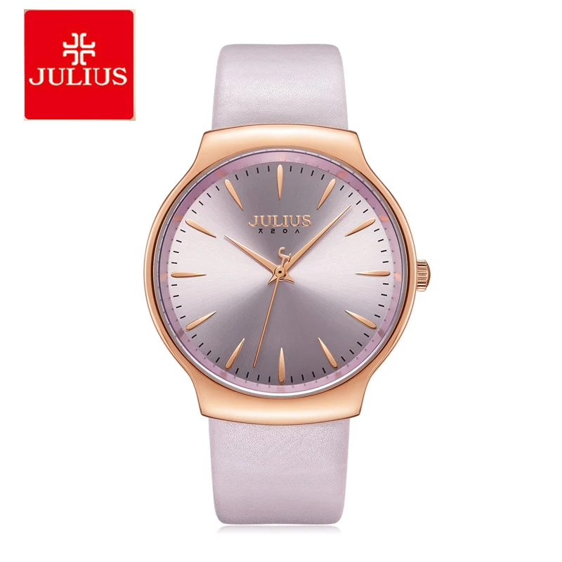 JULIUS Women Wristwatch Waterproof Large Dial Quartz Watch Fashion Student Simple Leather Watches Relogio Feminino | Наручные часы