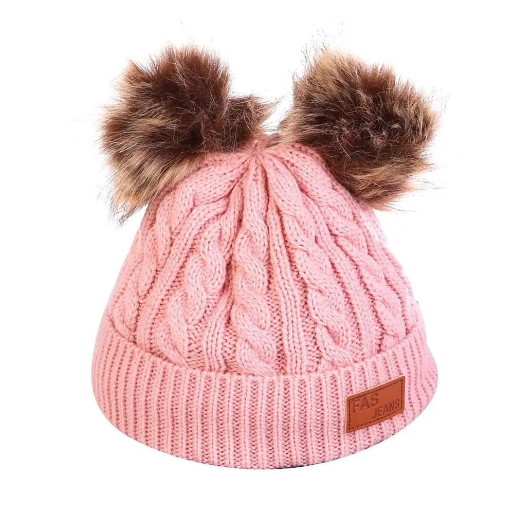 Hot Pink Шапка женская унисекс, зимняя утолщенная теплая шапка для мужчин и женщин, теплая шапка с ушками и помпоном, gorros mujer invierno A40 - Цвет: Hot Pink