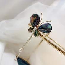 Dear-you 2021 new black butterfly shell pearl corsage fashion temperament wild butterfly brooch female jewelry gift