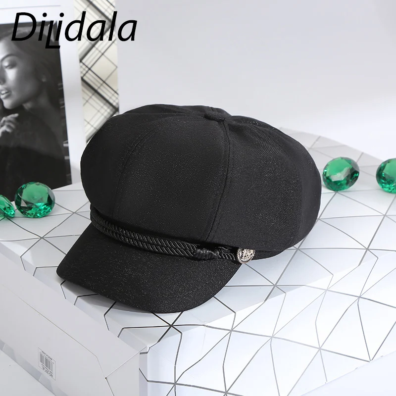 Dilidala Дамская зимняя однотонная цветная Берет Корейская литературная винтажная восьмиугольная шляпа дикая верхняя шляпа японская художественная шляпа художника