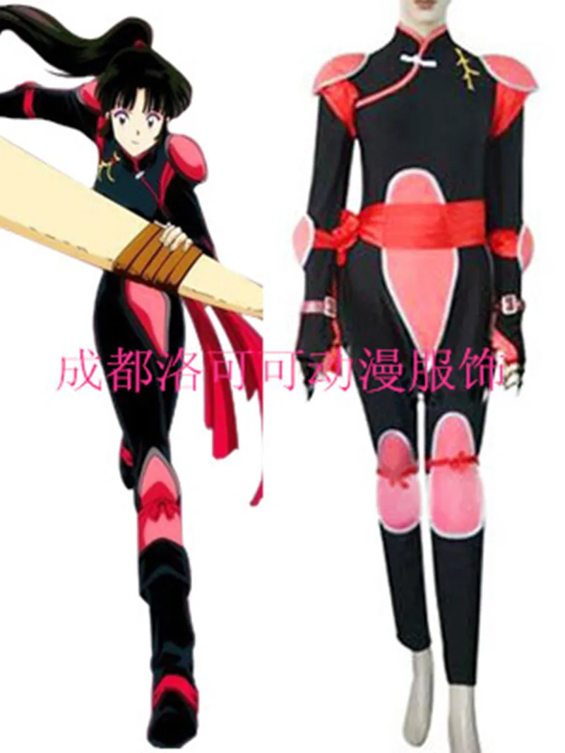 

Anime Inuyasha Cosplay Sango Jumpsuit Set Cos Halloween Party Battle Costume Full set Jumpsuit+Belt+Shoulder Strap+Elbow+Kneepad