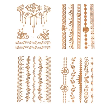 

HOT 1Piece Flash Leaf Bracelet Gold Metallic Design Tattoo Temporary Sexy Women Hair Wrist Body Art Jewelry Tattoo Sticker