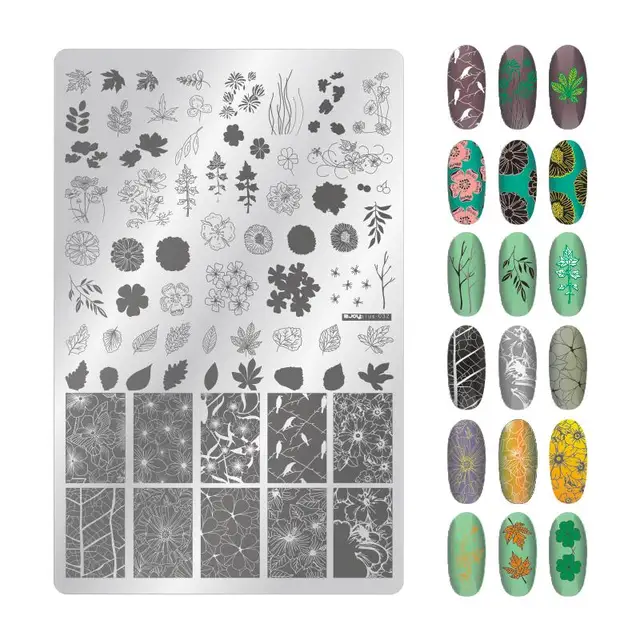Big Size 9.5*14.5cm Nail Stamping Plates Flower/geometric shaped nail art template for DIY nail art decoration plate tools PLUS32