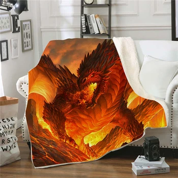 

Dragon Pattern Household Couch Bed Cover Blanket Office Travel Camping Nap Blanket Soft Cozy Fleece Throw Blanket