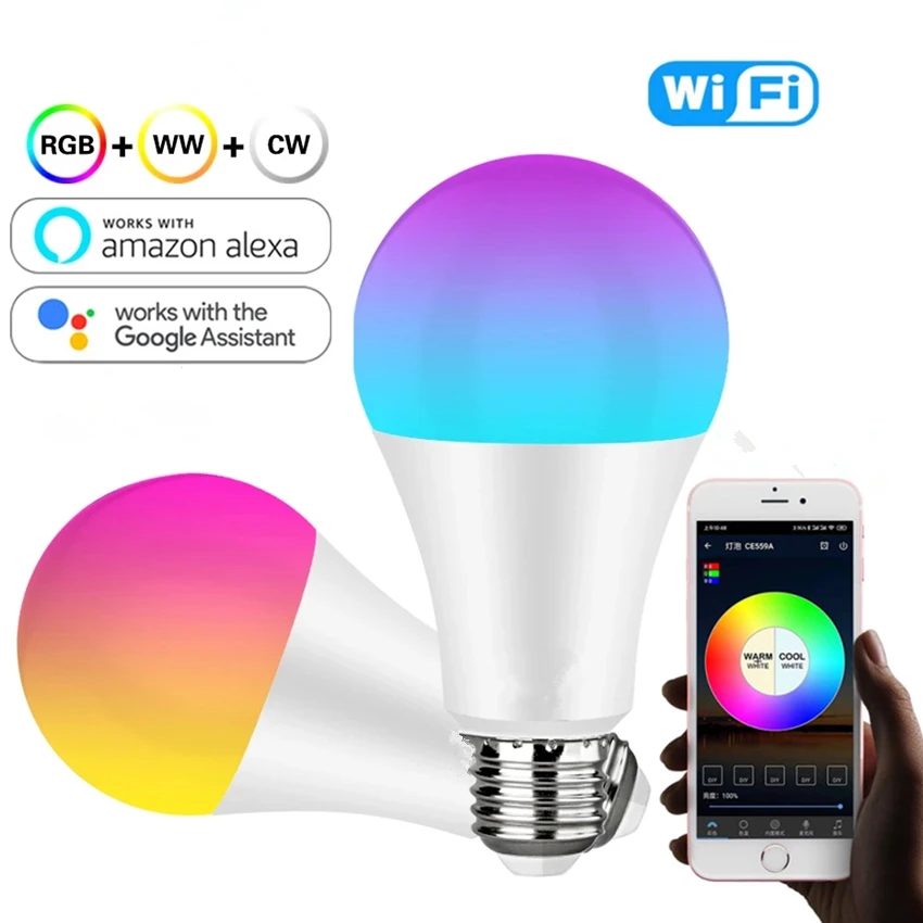 WiFi Smart Glühbirne 9W 10W Farbe Veränderbar E27 RGB RGBW A60 A70 Led-lampe Dimmbare Alexa Kompatibel tuya Smart Leben APP Google