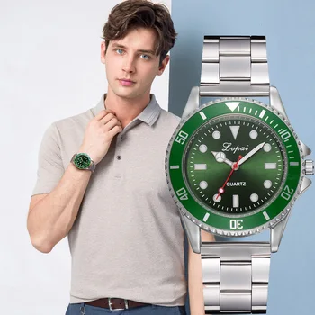 

Classic Mens Watches Top Brand Luxury Military Green Quartz Wristwatch Stainless Steel Business Waterproof Clock horloges mannen