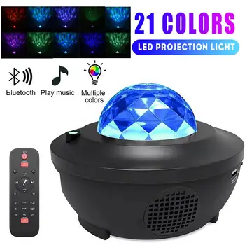 

Colorful Starry Sky Night Light Projector blueteeth USB Voice Control Music Player LED Lamp Rotate Flashing Star Projector Gift