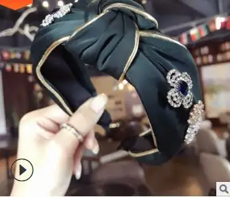 12 шт./Партия DIY простой мульти ткани бутик высшей категории золотой край галстук детский бантик на голову Набор шнек широкая повязка на голову Инструменты для укладки волос аксессуар HA1186 - Цвет: 6