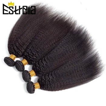 Fasci di capelli umani lisci crespi Fasci di tessuto brasiliano per capelli Fasci di capelli Remy Offerte Estensione dei capelli umani Yaki di colore naturale