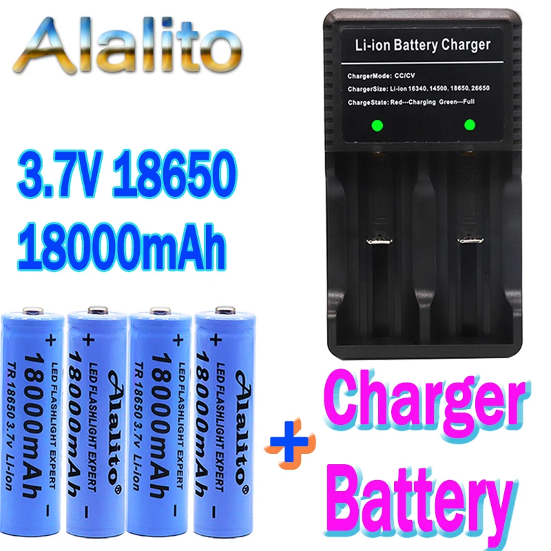 100% Новый оригинальный 3 7 v 18000mah 18650 литиевая аккумуляторная батарея для