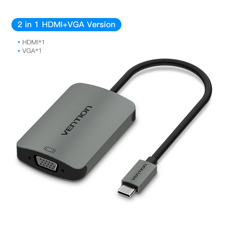 Vention Usb концентратор usb type C к HDMI USB 3,0 концентратор Thunderbolt 3 адаптер для MacBook samsung S9 huawei mate 20 P20 Pro USB-C концентратор - Цвет: Metal gray CGKHA