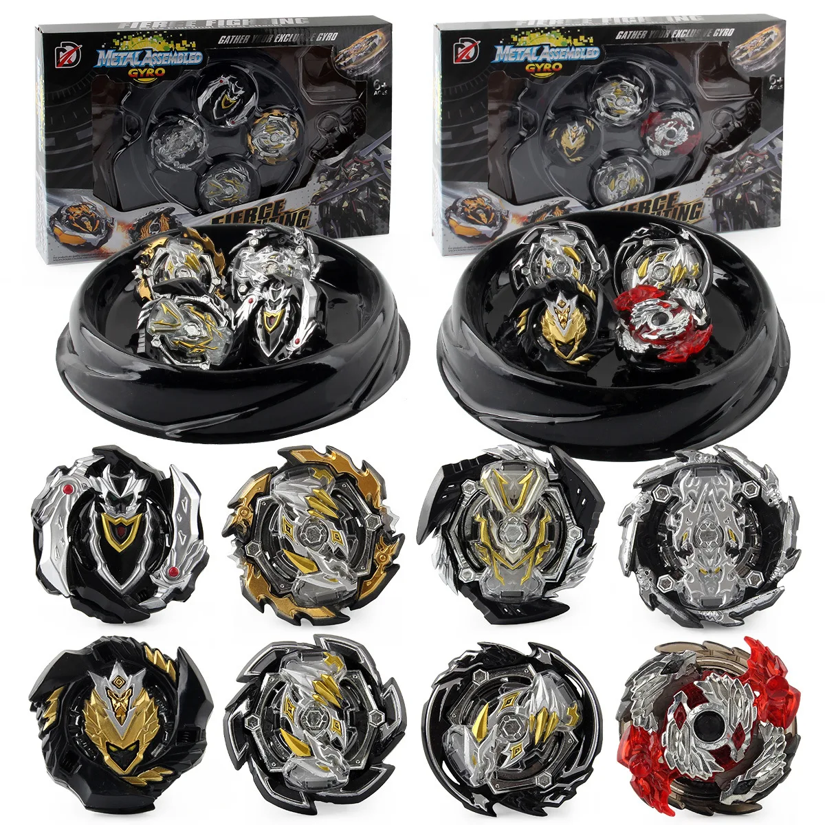 4 шт./компл. Beybleyd Burst Spinner Bebale с лаунчером Black Gold Edition Боевая ручка и пластина