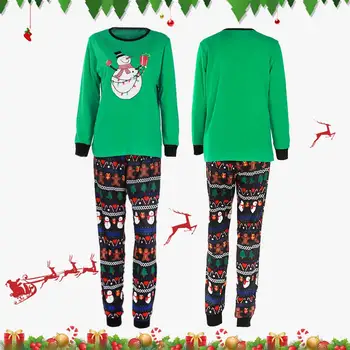 

Christmas Snowman Print Women Mama Suit Spring Fall Family Pajamas Set Home Sleepwear Long Sleeve Tshirt+pants Nightwear Clothes