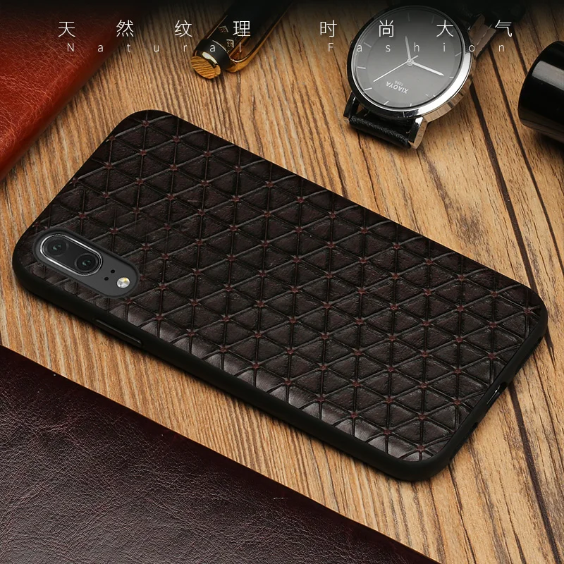 Чехол для телефона из натуральной кожи для huawei P10 P20 Lite Pro Чехол в деловом стиле треугольная текстура для mate 9 10 Pro Honor V9 V10 чехол