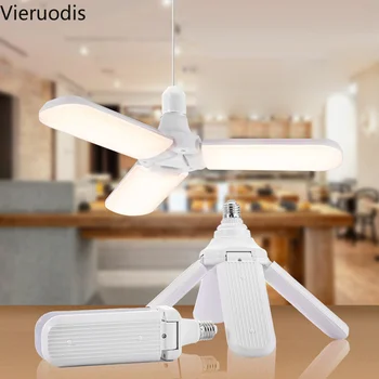 

Folding LED Garage Light Fan Shape Ceiling Light 30-60W for Workshop Cafe Energy Saving Lamp 2/3/4/5 Blade Color/Warm Color